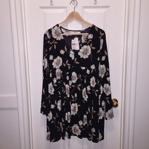 Bohme long sleeve navy blue floral dress